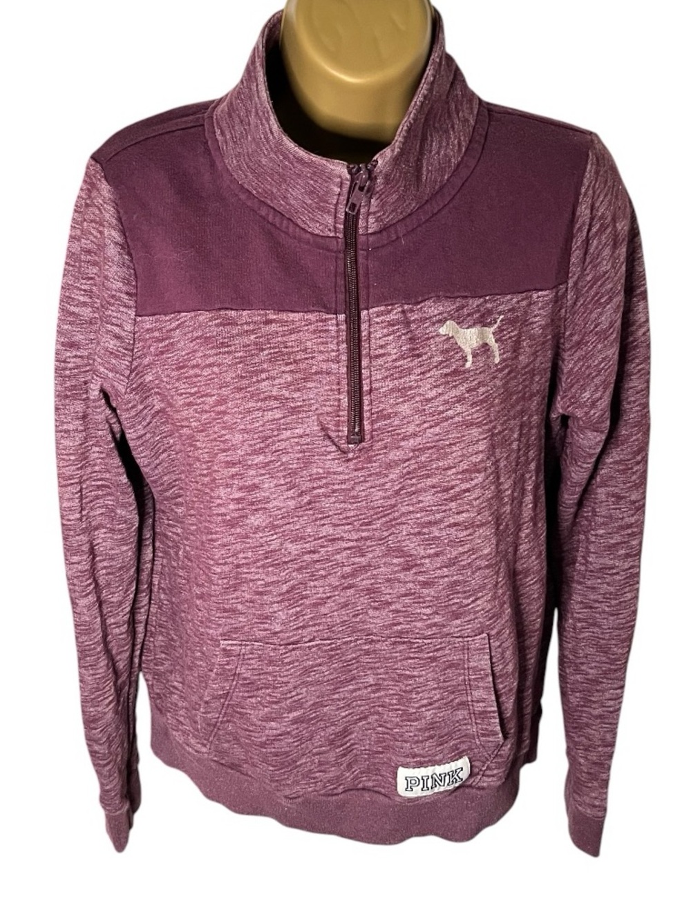 PINK Victoria’s Secret Quarter Zip Pullover Sweatshirt Graphic Marled Purple S